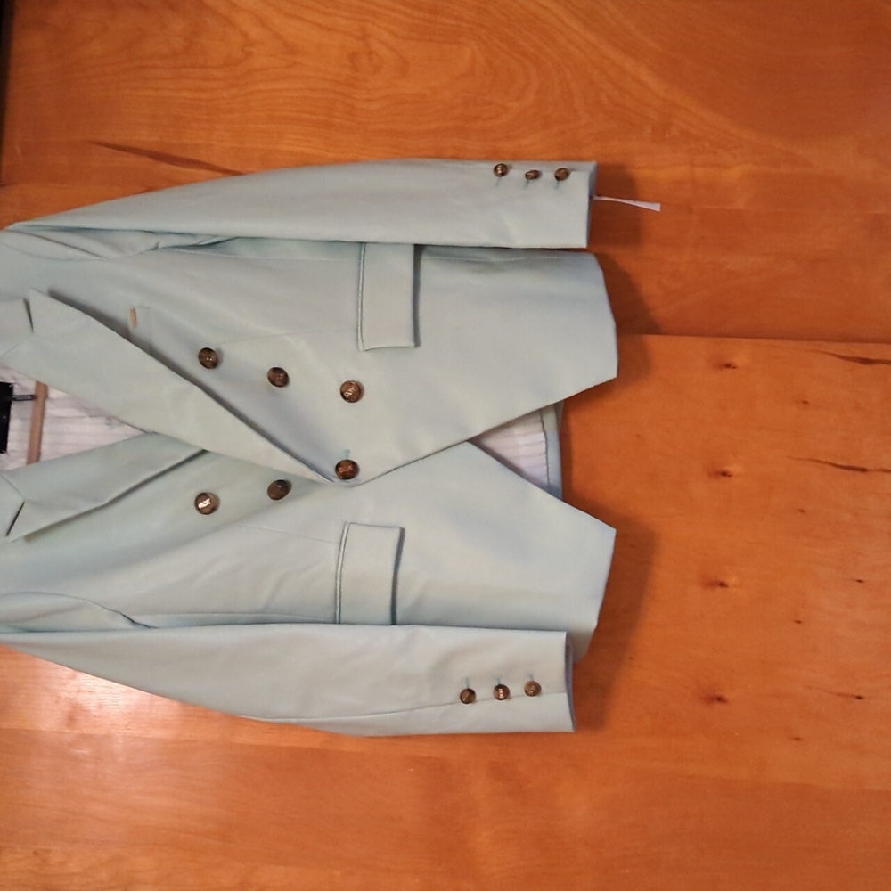 DKNY Mint Green Leather Blazer. Size 10